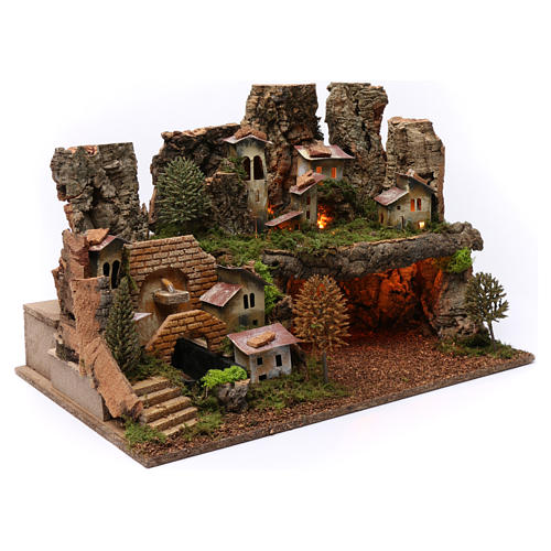 Landscape with cave, fountain and lights 40x60x40 cm for Nativity Scene 7-8 cm 3