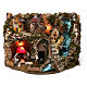 Krippenszenerie, mit Wasserfall, Feuerstelle, Windmühle, Beleuchtung und Figuren, Komplettkrippe, 40x55x30 cm s1