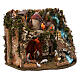Krippenszenerie, mit Wasserfall, Feuerstelle, Windmühle, Beleuchtung und Figuren, Komplettkrippe, 40x55x30 cm s3