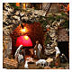 Village cascade feu moulin lumières nativité et personnages 40x60x40 cm santons 9-10 cm s2