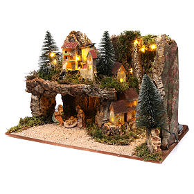 Stajenki i Groty do szopki: Grota z figurkami sceny Narodzin Jezusa 4 szt postacie 10 cm i oświetlenie 35x55x35 cm Stajenki i Groty do szopki: Grota z figurkami sceny Narodzin Jezusa 4 szt postacie 10 cm i oświetlenie 35x55x35 cm