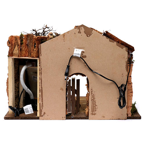 Stable with electrical waterfall, pump and light for Nativity Scene 45X60X35 cm 4