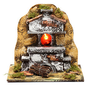 Oven with flame effect lamp for Nativity 20X20X15 cm