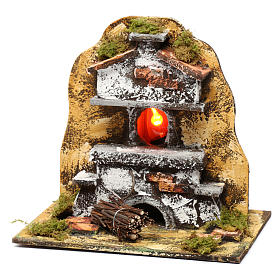 Oven with flame effect lamp for Nativity 20X20X15 cm