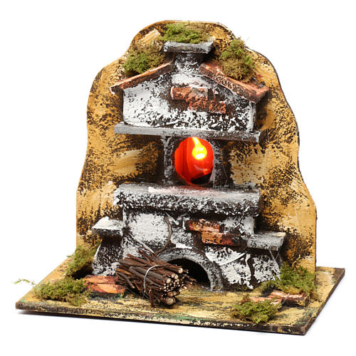 Oven with flame effect lamp for Nativity 20X20X15 cm 2