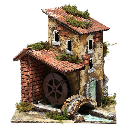 Water mill with geared motor for nativity 30X25X20 cm 1