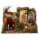 Setting for Nativity Scene 10 cm with Holy Family and lights 40X50X30 cm s1