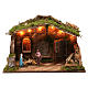 Hütte für Krippe mit Heiligen Familie 10cm und Licht 40x50x30cm s1