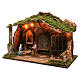Hütte für Krippe mit Heiligen Familie 10cm und Licht 40x50x30cm s2