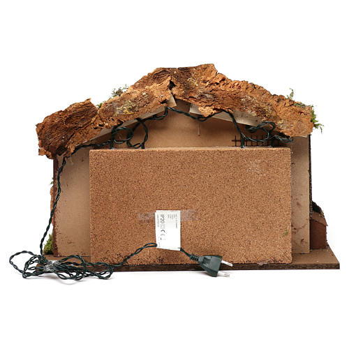 Cabin for 10 cm Nativity with Complete Nativity Scene and Lights, dimension 40X50X30 cm 4