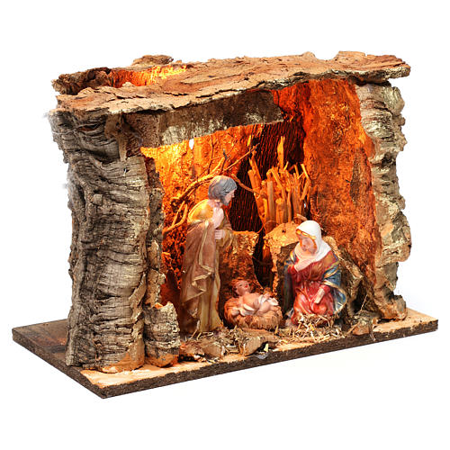 Stable for Nativity Scene 15 cm with Holy Family and lights, 20X30X20 cm, with various models 4