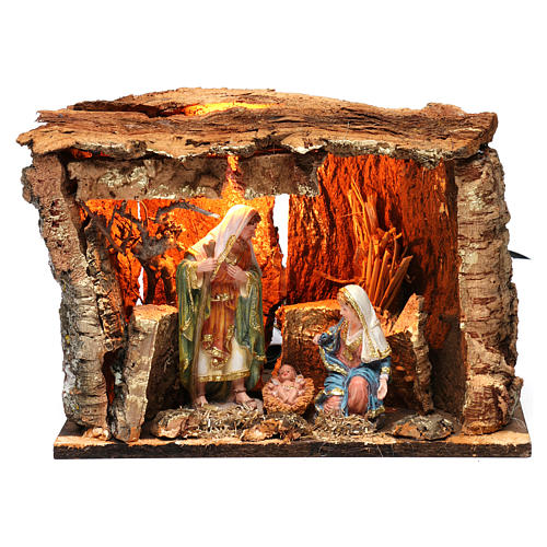 Stable for Nativity Scene 15 cm with Holy Family and lights, 20X30X20 cm, with various models 6