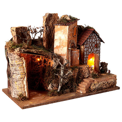 Ambientazione con grotta e luci, dimensioni 40X50X30 cm  2