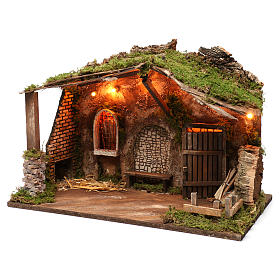 Cabanas e Grutas para Presépio: Cabana para presépio com luzes 40x50x30 cm