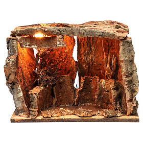 Capanna per presepe con luce e albero, dimensioni 25X30X20 cm 
