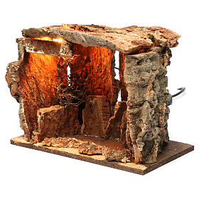 Capanna per presepe con luce e albero, dimensioni 25X30X20 cm 