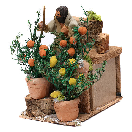 Jardinier avec oranges et citrons mouvement pour crèche 10 cm 2