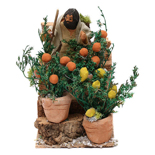 Animated gardener with oranges and lemons for Nativity Scene 10cm 1