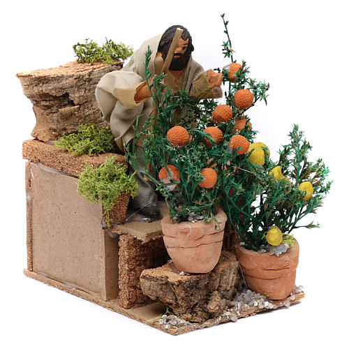 Animated gardener with oranges and lemons for Nativity Scene 10cm 3