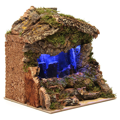 Cave with waterfall and lights 25x25x20 cm 3