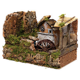 Water mill with waterfall for Nativity 25x33x18cm