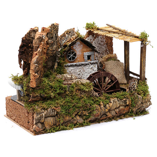Water mill with waterfall for Nativity 25x33x18cm 3