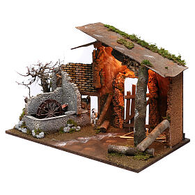 Capanna con mulino e luce 45x60x35 cm