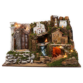 Casas, ambientaciones y tiendas: Aldea con cascada y luces 50x75x40 cm