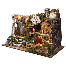 Casas, ambientaciones y tiendas: Aldea con cascada y luces 50x75x40 cm