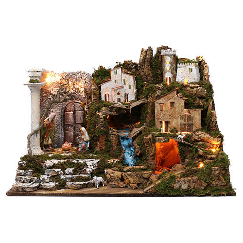 Village with Nativity and Waterfall 50x75x40 cm 1
