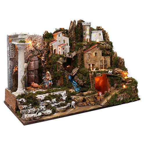 Village with Nativity and Waterfall 50x75x40 cm 3
