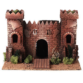 Castle with drawbridge movement for nativity scene 20x30x30 cm