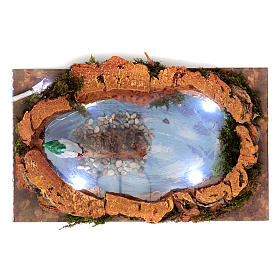 Kleiner Teich und Schwan, mit Beleuchtung, Krippenzubehör, 5x20x10 cm