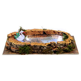 Pond with Swan and lights for nativity 5x20x10 cm