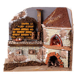 Kitchen with wood-fired oven for Nativity Scene 20x20x15 cm