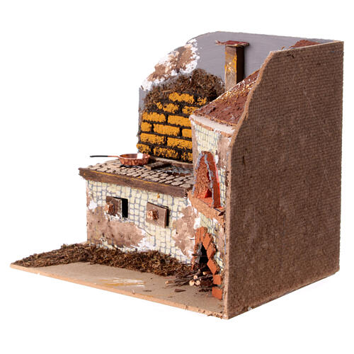 Kitchen with wood-fired oven for Nativity Scene 20x20x15 cm 2