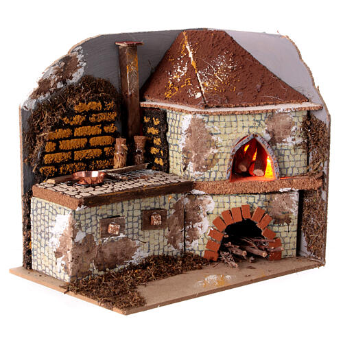Kitchen with wood-fired oven for Nativity Scene 20x20x15 cm 3