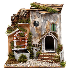 Casolare con fontana 25x25x20 cm