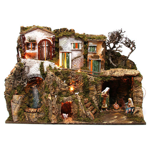 Village avec grotte et Nativité 55x75x40 cm 1