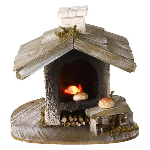 Oven in a House with fire and low voltage socket 15x10x10 cm 1