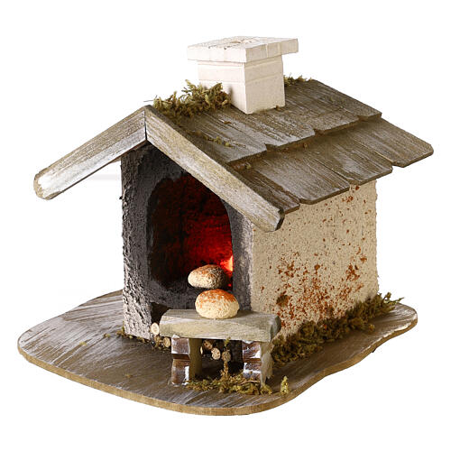 Oven in a House with fire and low voltage socket 15x10x10 cm 2