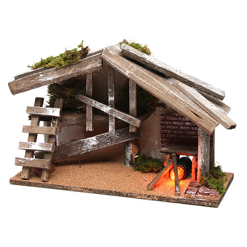 Wooden Barn with Oven 25x35x15 cm 2