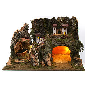 Case tra le rocce 35x60x40 cm presepe 8-10 cm