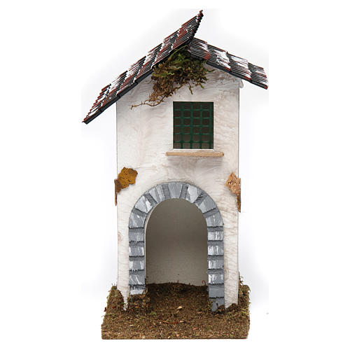 White Rustic House with Portico 20x10x10 cm 1