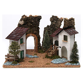 Casas entre rochas presépio 26x37,5x27 cm
