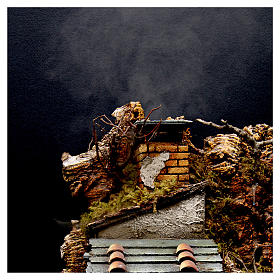 Neapolitan Nativity Scene: Hamlet with chimney and SMOKE EFFECT for Neapolitan Nativity Scene 8-10-12 cm 65x60x40 cm