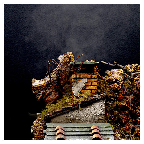 Village with Chimney stack SMOKE EFFECT for Nativity from Naples of 8-10-12 cm 65x60x40 cm 2