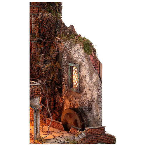 Abgelegenes Landhaus mit Wassermühle, für neapolitanische Krippe, 100x80x60 cm 9