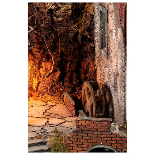 Caserío con molino de agua belén de Nápoles de 10-12-14 cm de altura media 100x80x60 cm 3