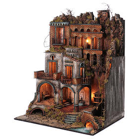 Town with Water Mill nativity from Naples of 10-12-14 cm 100x80x60 cm